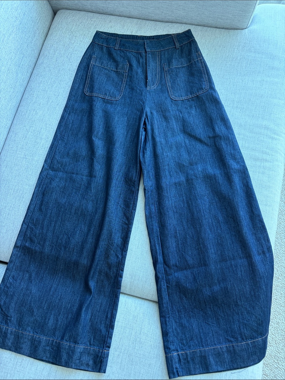 Jacqui E Dark Blue Wide-Leg Jeans